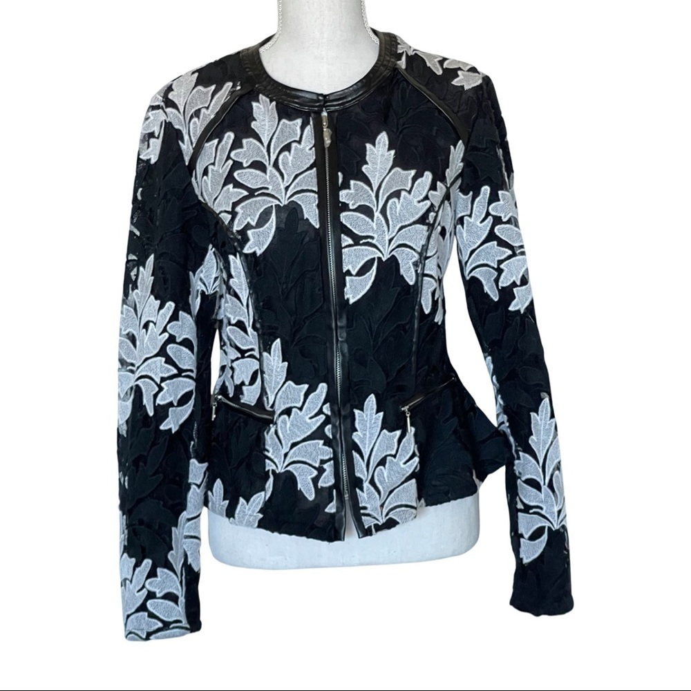 INC Peplum Faux Leather Trim Jacket